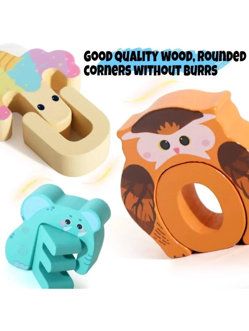 52-Piece Wooden Alphabet Animal Matching Game & Peg Puzzles for Toddlers 3-5